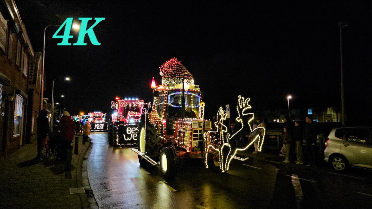 Verlichte Tractor Optocht Oost Zeeuws Vlaanderen 2026 4K impressie