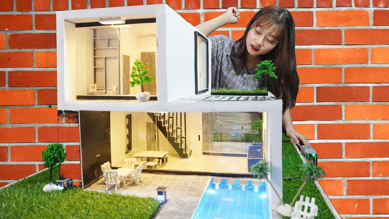 Bricklaying build mini house with Swimming Pool full - MCKook