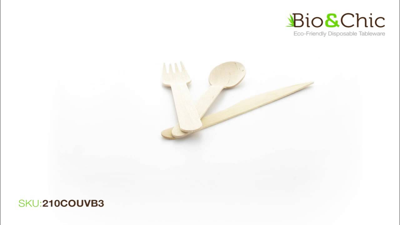 BioandChic.Com - Disposable Wooden Cutlery Set SKU: 210COUVB3