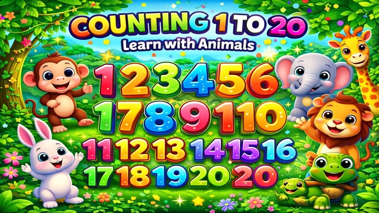 Counting 1 to 20 with Cute Animals 🐵🐘 | Fun Kids Learning