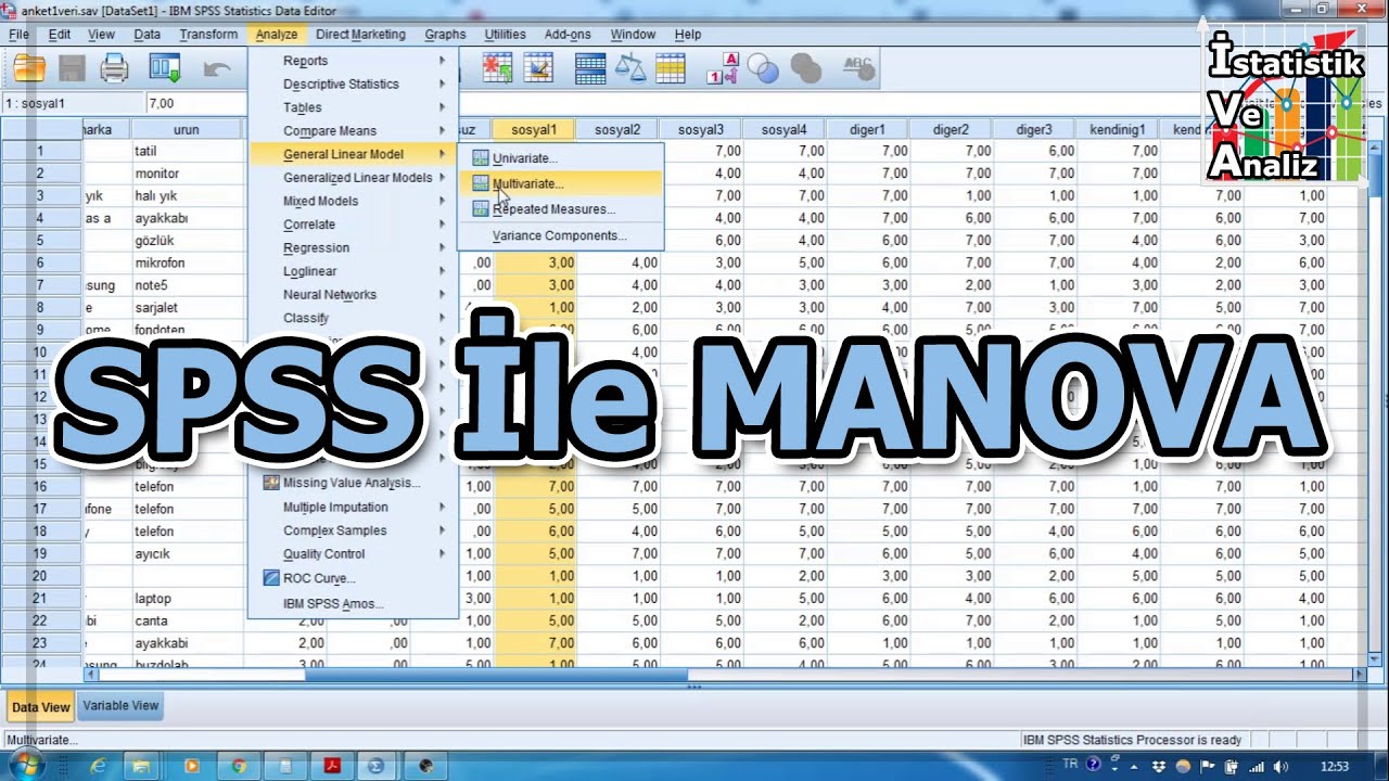 MANOVA SPSS ile nasıl yapılır?
