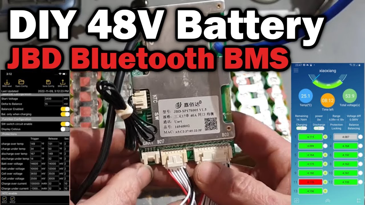 🔋 DIY 48V Battery 18650 / with jbd bms bluetooth + xiaoxiam, overkill app