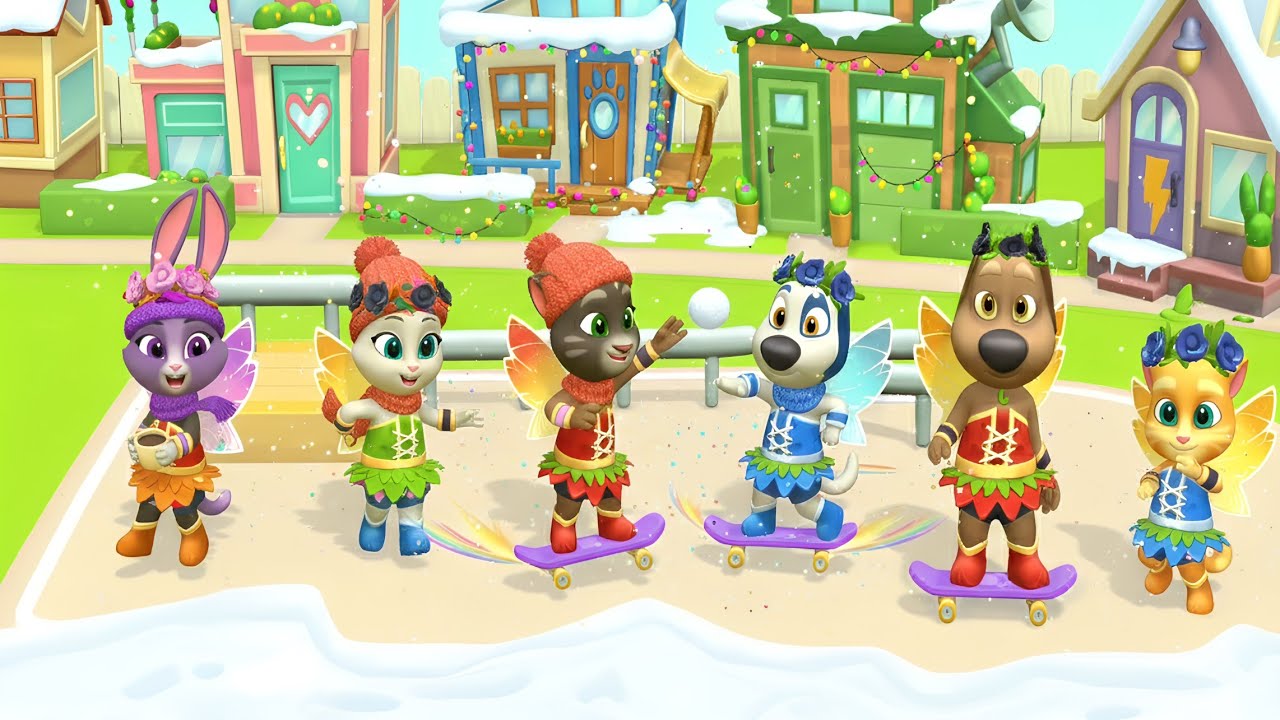 Sky Skater in My Talking Tom Friends 2 Christmas update Fairy outfit unlocked Gameplay Android ios 