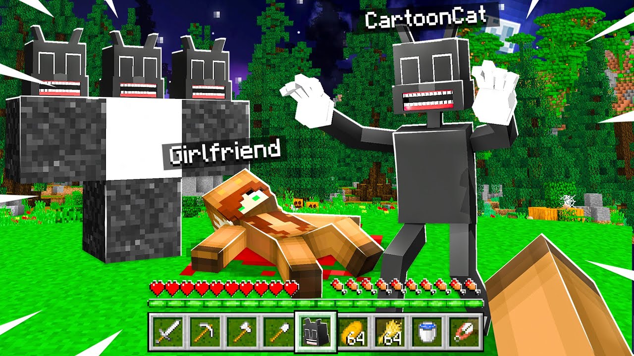 HOW TO SUMMON CARTOON CAT with GIRLFRIEND! (Minecraft)
