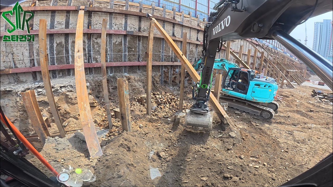 (4k)Volvo Ewr150e 소선회  토목현장 지원. #operator  #excavator #volvo  #tiltrotator #steelwrist #포크레인 🇰🇷