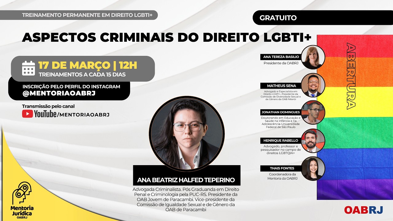 Aspectos Criminais do Direito LGBTI+ - Treinamento em LGBTI+ - 17/03 - 12H