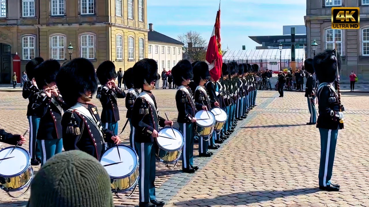 Changing of the Guard Amalienborg in 2025, Copenhagen | 4K Video Denmark