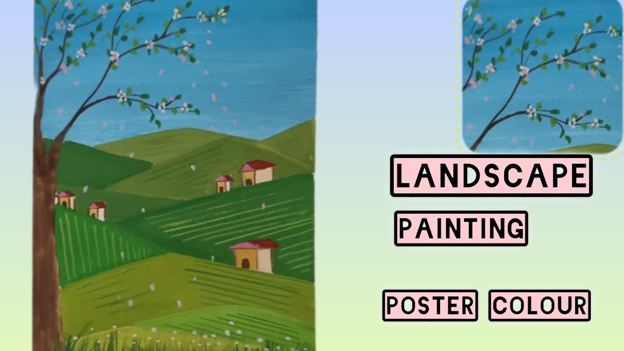 Front cover landscape painting using poster colours 👩‍🎨👩‍🎨