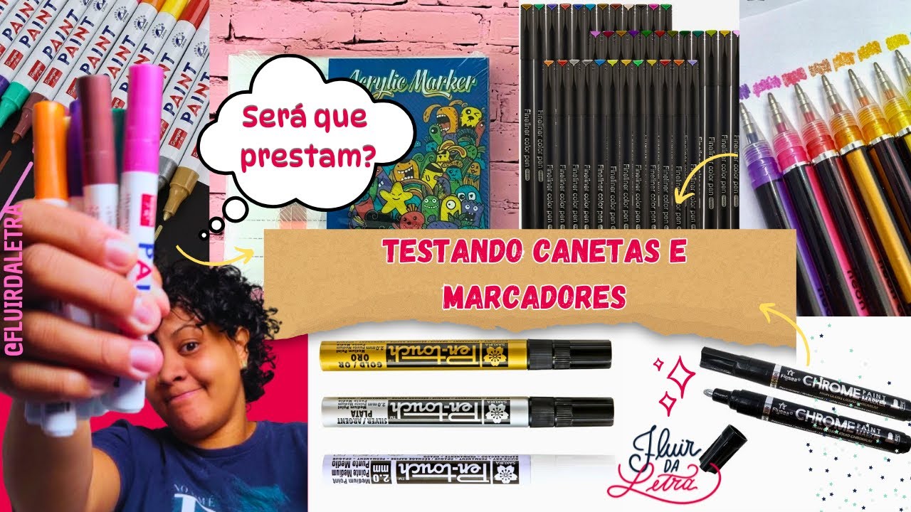 TESTANDO CANETAS E MARCADORES DA SHOPEE - MARCADORES PAINT / PENTOUCH E ACRYLIC MARKER #review