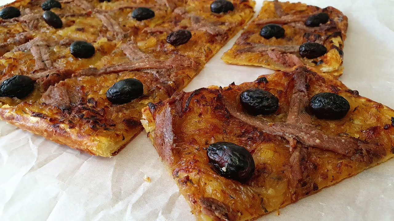 PISSALADIERE con masa de hojaldre