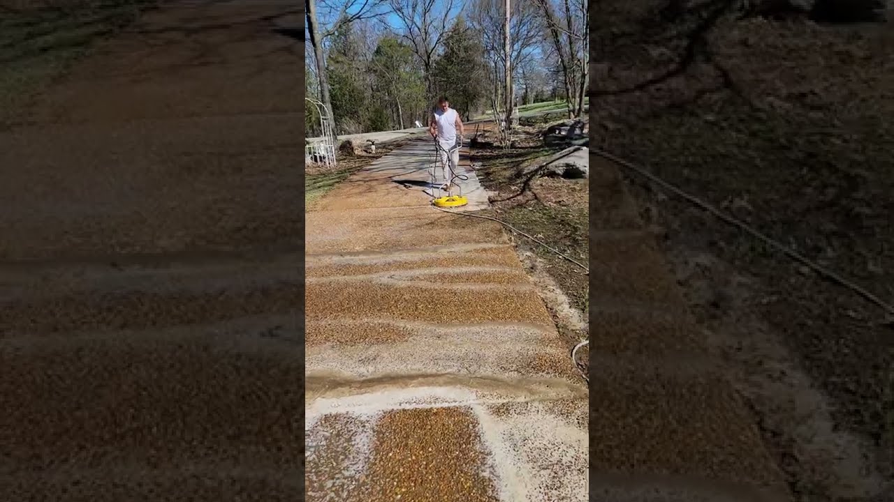 Cleaning aggregate driveways