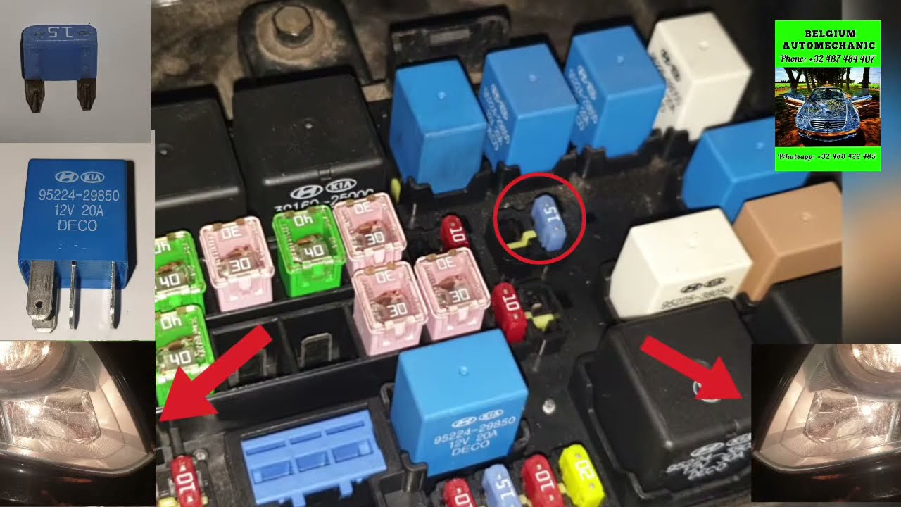 2012 Hyundai H1 High Beam Fuse and Relay. Предохранитель и реле фар дальнего света Hyundai H1
