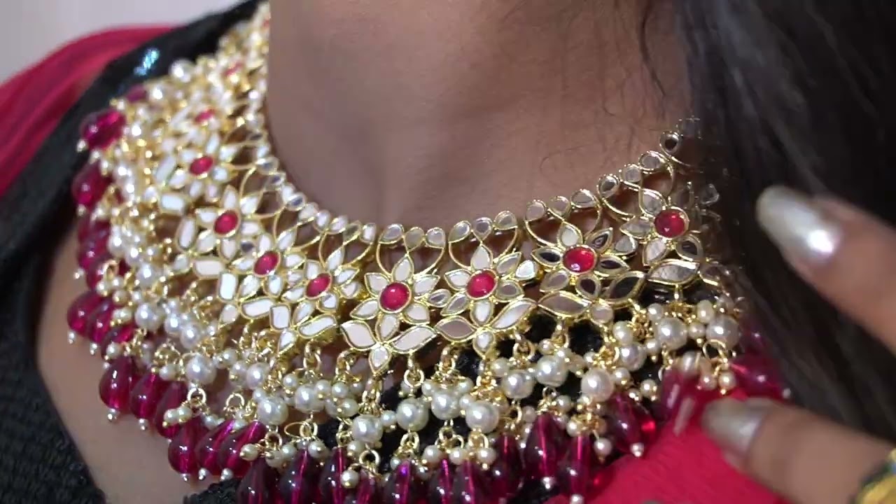 Fulki Red Color Meenakari Necklace Set By - Niscka