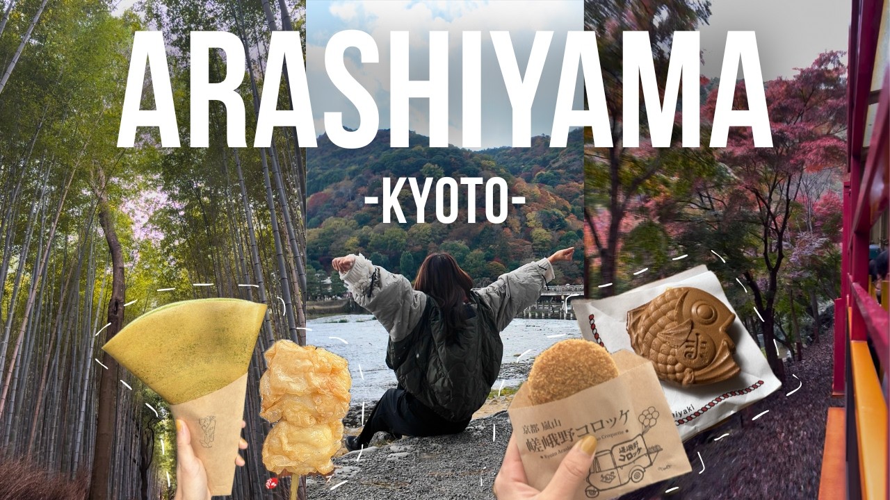 【京都vlog】秋の嵐山で紅葉と食べ歩きを楽しむ🍁嵯峨野トロッコで紅葉満喫な1日