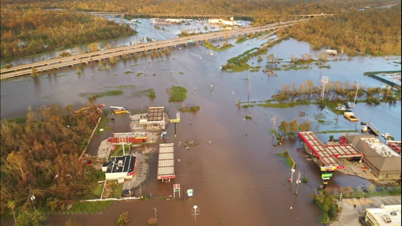 08-30-2021 LaPlace, LA - Surge Innundation Drone - I-10 at US-51 - Homes Seriously Damaged - Flooded