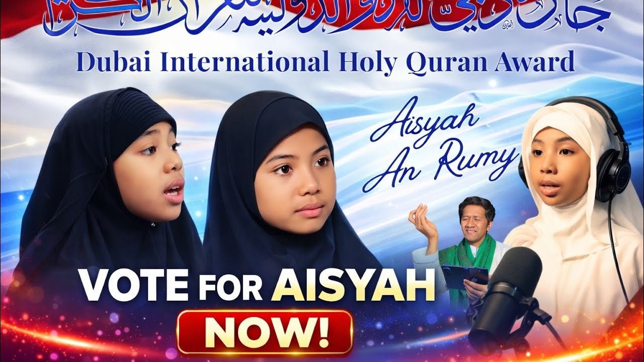 VOTE SEKARANG! Aisyah Ar Rumy Berjuang di Final Dubai International Holy Qur'an Award 2026 🗳️🇦🇪✨