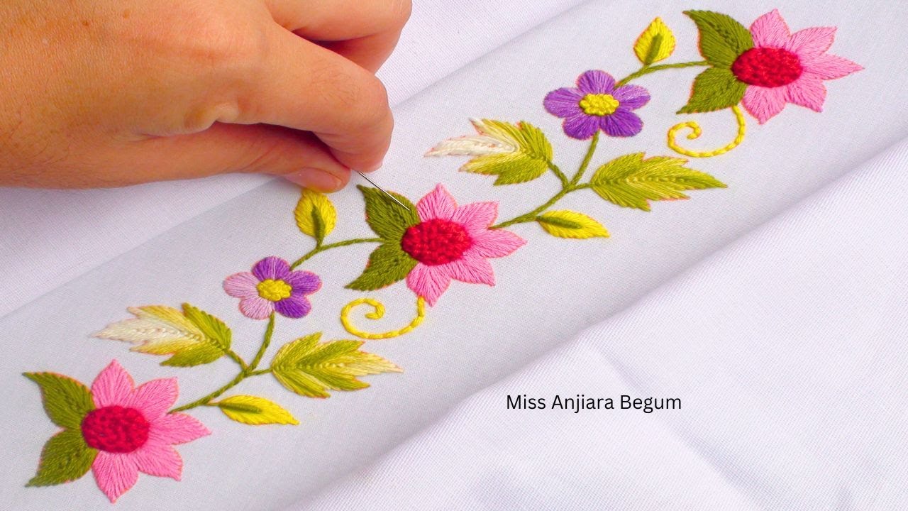 Hand Embroidery Beautiful Border Design By Miss Anjiara Begum