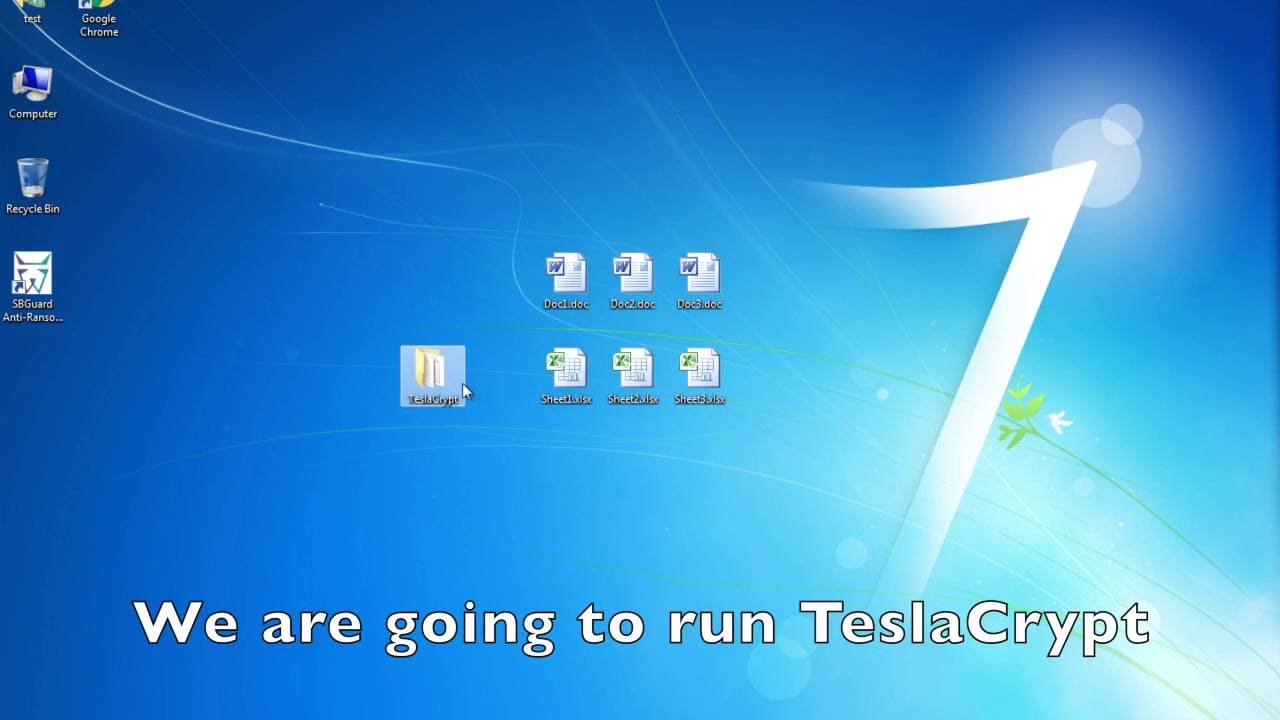 SBGuard Anti-Ransomware ENABLED - TeslaCrypt example test