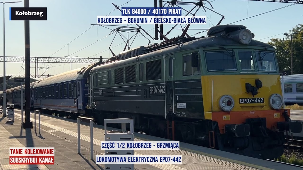 Pociąg Vlak TLK 84000/40170 PIRAT Kołobrzeg - Bohumin / Bielsko-Biała Gł&oacute;wna Część1 relaksujący film