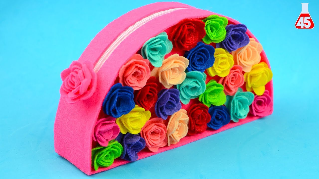 Astuccio in feltro fai da te | DIY Astuccio fiore fatto a mano