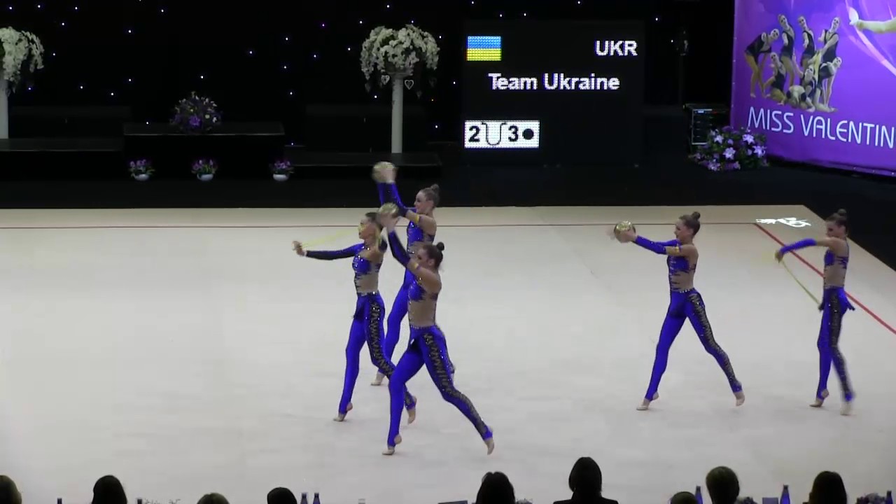 Miss Valentine 2017.FIG RG Senior Group Final.Team Ukraine.2-ropes+3-balls.UKR