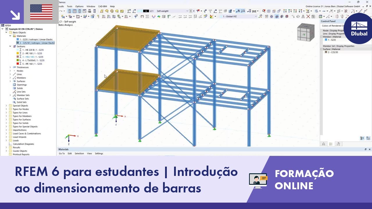 [EN] RFEM 6 para estudantes | Introdução ao dimensionamento de barras | 20 de abr de 2023