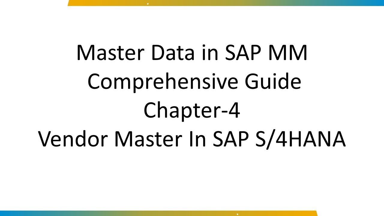 Как создать основную запись поставщика в SAP S4HANA