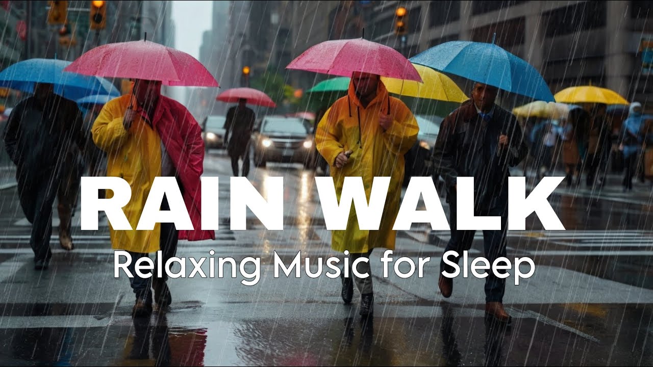 City Walk in Heavy Rain | Urban Ambience for Mindfulness and Calm