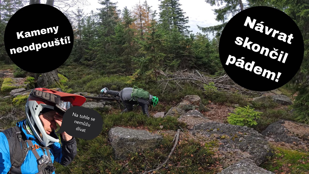 Zpět na mordor trail. Kameny neodpouští! Návrat skončil pádem. 
