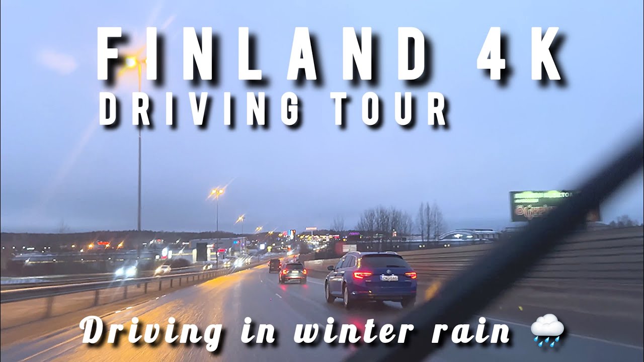 FINLAND 4K WINTER RAIN DRIVING TOUR - DRIVING FROM TAMPERE TO YLÖJÄRVI IN PIRKANMAA