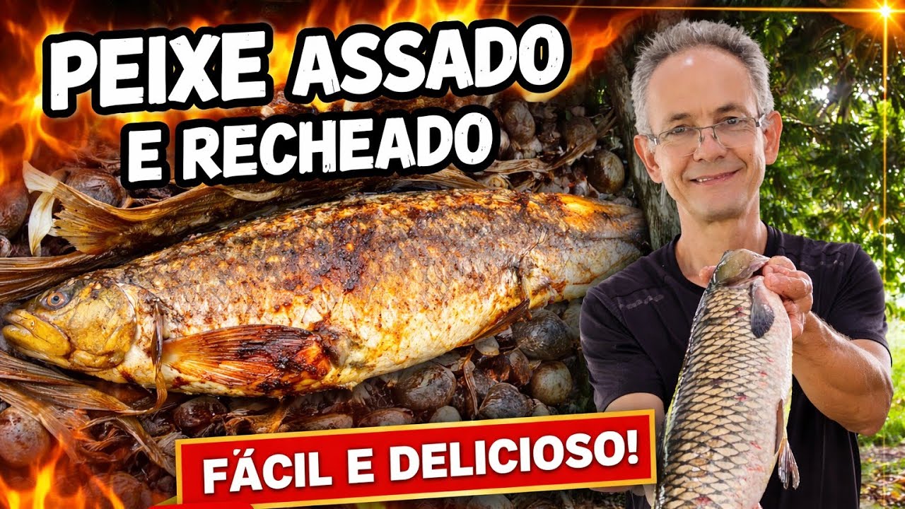 O melhor peixe recheado e assado na churrasqueira bafinho !