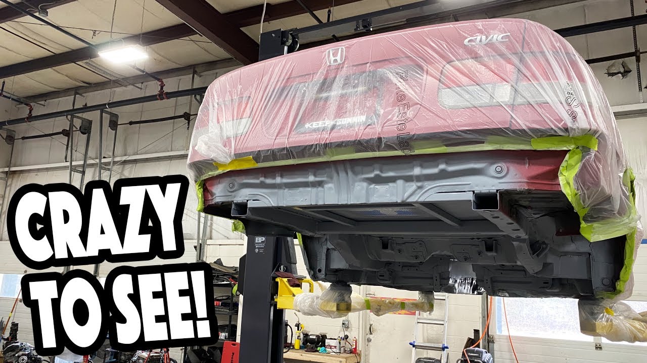 Finally covering the RWD Civic in primer! (Engine bay is all ONE color!)
