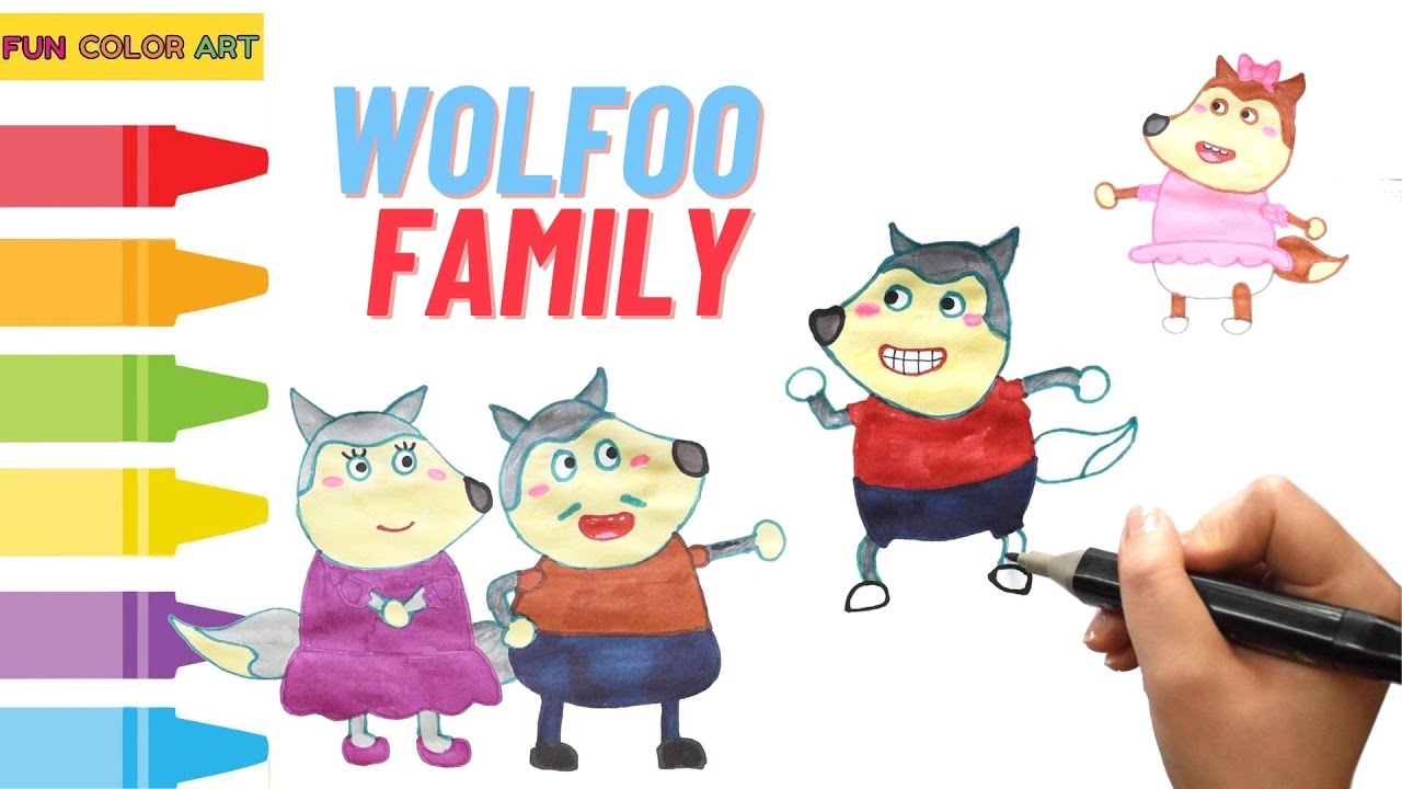 Как рисовать семью волков » вики полезно Wolfoo мультфильм рисования шаг за шагом
