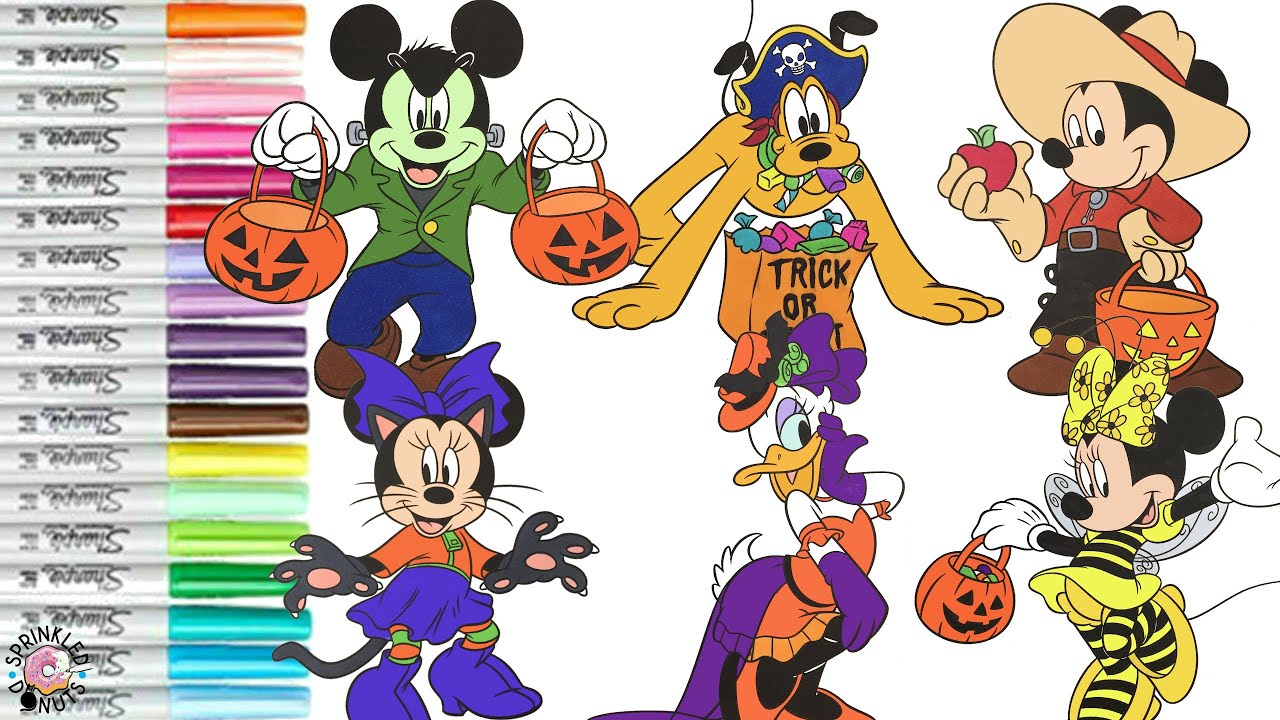 Disney Coloring Book Compilation Halloween Time Minnie Mickey Mouse Pluto Daisy Duck Goofy