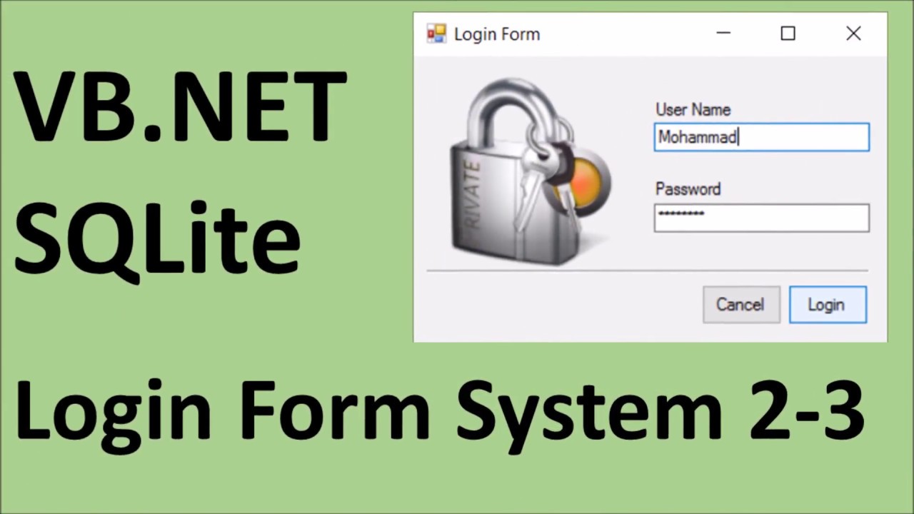How to create Login Form using VB.Net and SQLite 2-3