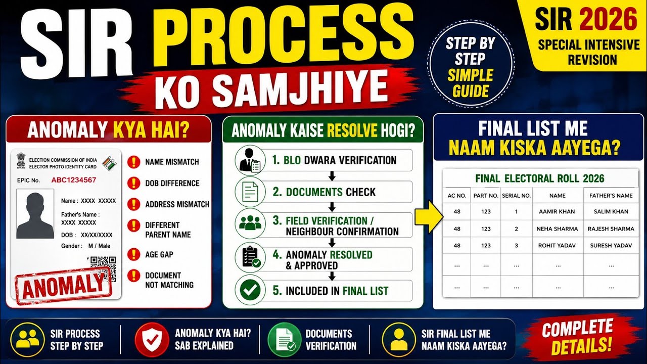 SIR Process Ko Samjhiye | Anomaly Kya Hai? Kaise Resolve Hoga? Final List Me Naam Kiska Aayega?