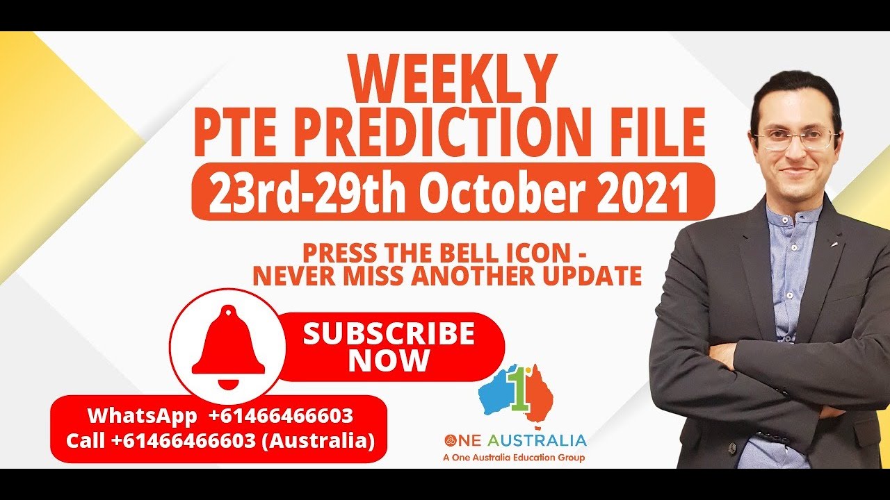 Weekly PTE Prediction File | 23rd Oct - 29th Oct | High Repetition | A One Australia PTE Coaching