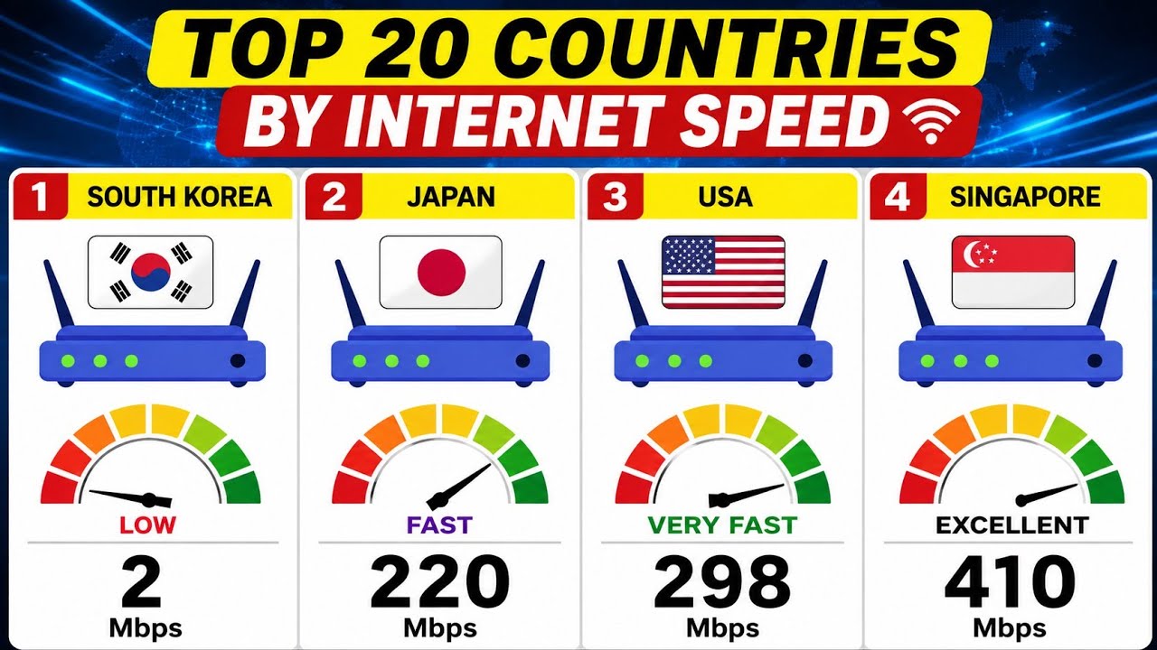 Top 20 Countries by Internet Speed in 2026 🌐⚡ | Fastest Internet Speeds Ranked