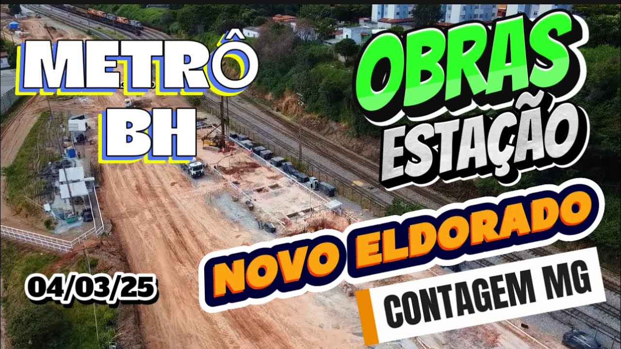 OBRAS CONSTRUÇÃO ESTAÇÃO NOVO ELDORADO LINHA 1 METRÔ BH CIDADE DE CONTAGEM MINAS GERAIS BRASIL.