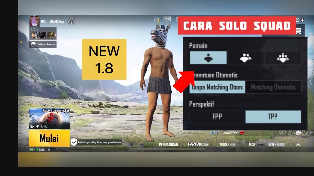 Cara Solo Squad Di PUBG update 1.8 NEW | LOBARON