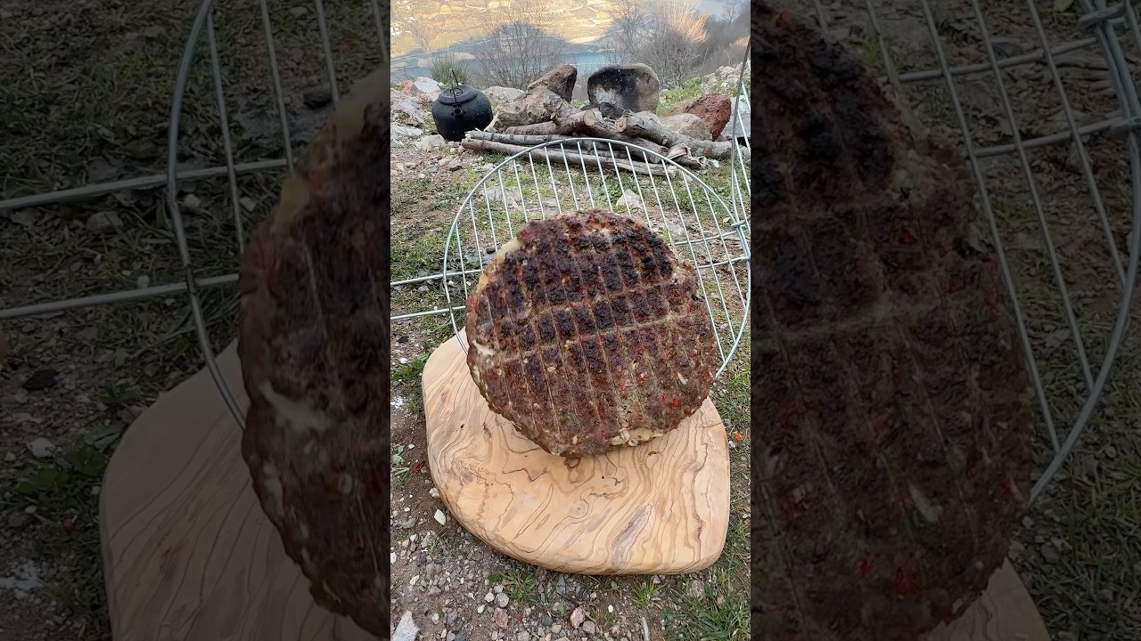 Giant Cheese Stuffed Burger Patty Sandwich in the Wild! 🧀🔥