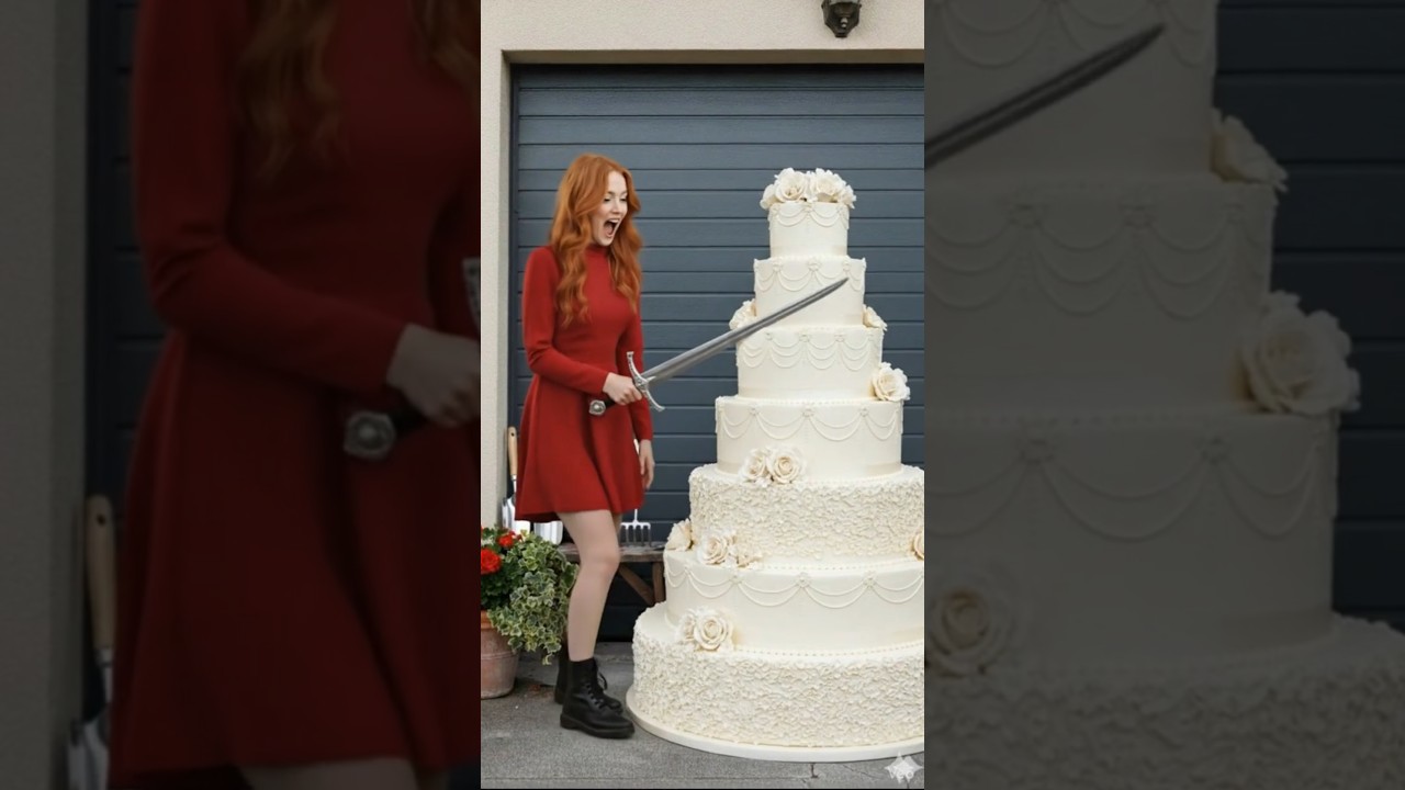Girl Cuts the Marriage Cake 