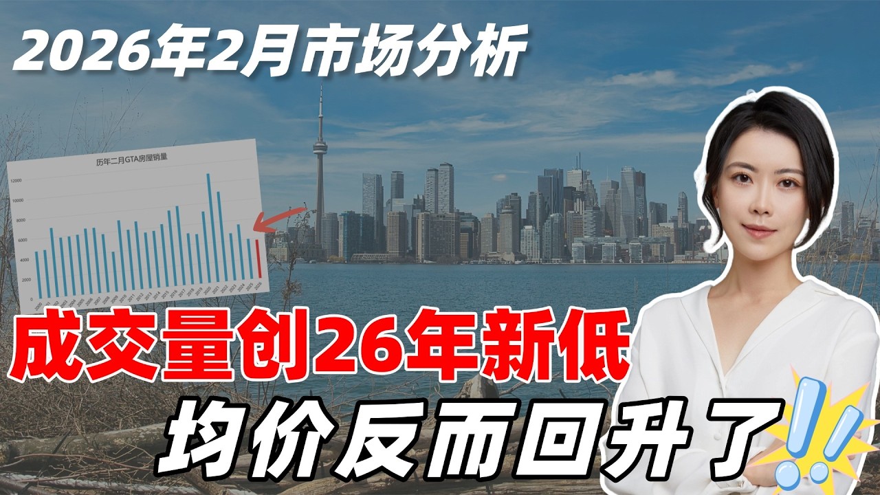 多伦多二月房产报告：成交量创26年新低！均价反而回升了？哪个区的镇屋跌最多？