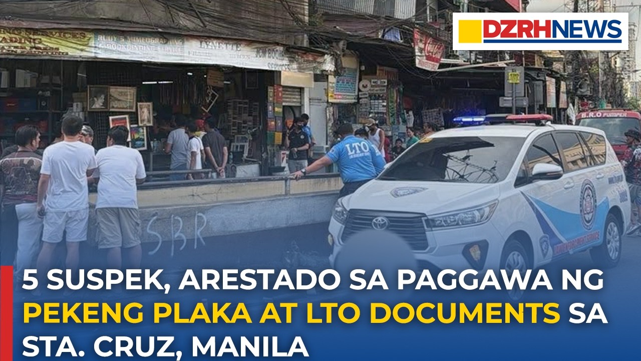 5 suspek, arestado sa paggawa ng pekeng plaka at LTO documents sa Sta. Cruz, Manila
