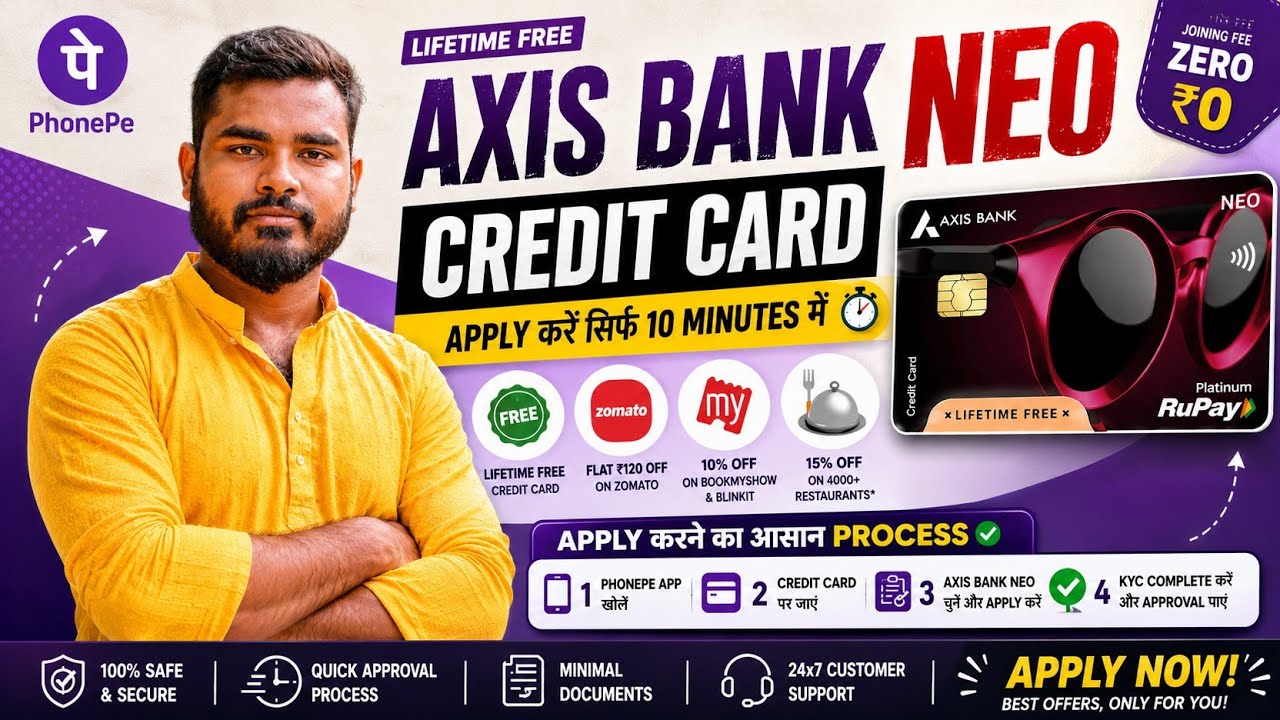 PhonePe Axis Bank NEO Credit Card Apply 2026 | Lifetime Free Card 💳| Zero Joining Fee | Full Process