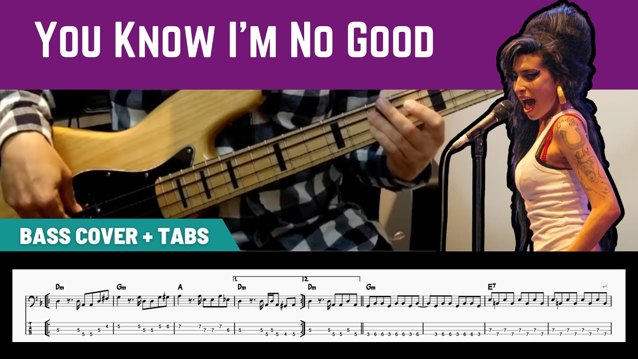 Amy Winehouse - You Know I'm No Good (Bass Cover + TAB)