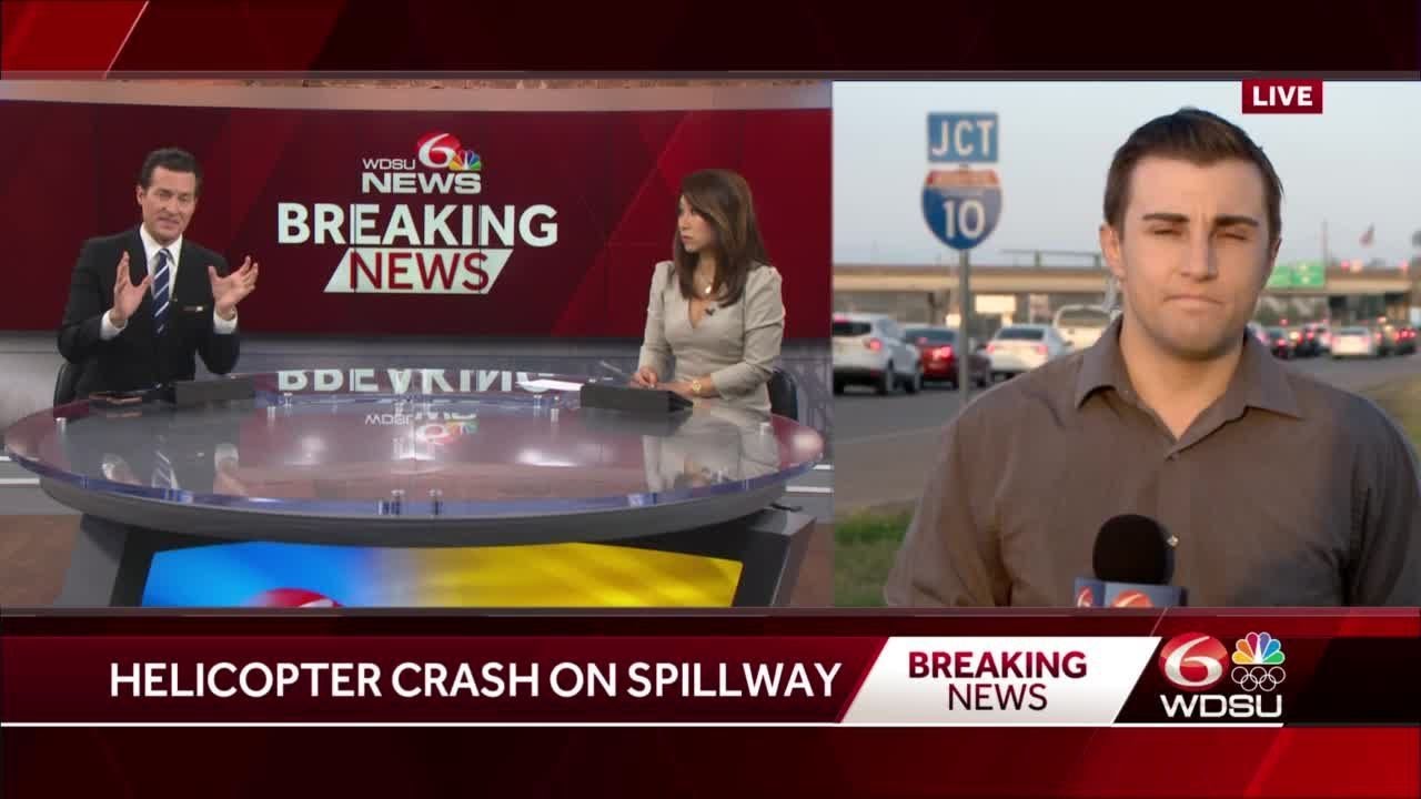 Helicopter crashes on the Bonnet Carre Spillway