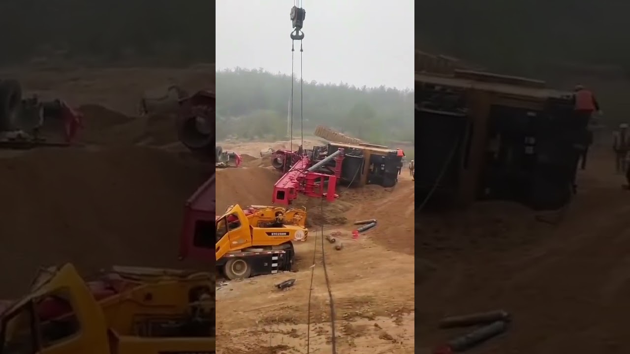 Sany Crane Accident Due to piling machine failure |Heavy lifting Equipments #shorts #viral