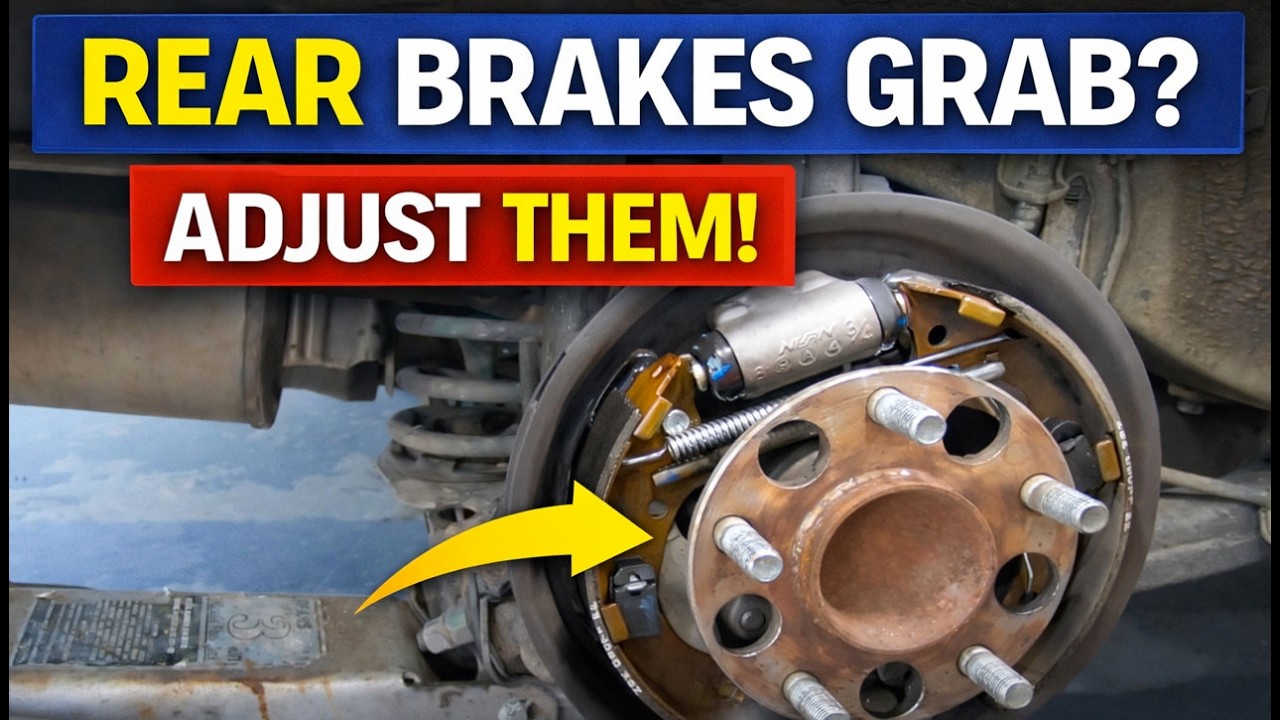Honda Civic Brake Squeak or grab, how to Adjust rear brakes 8th get #brakesqueek #automobilerepair