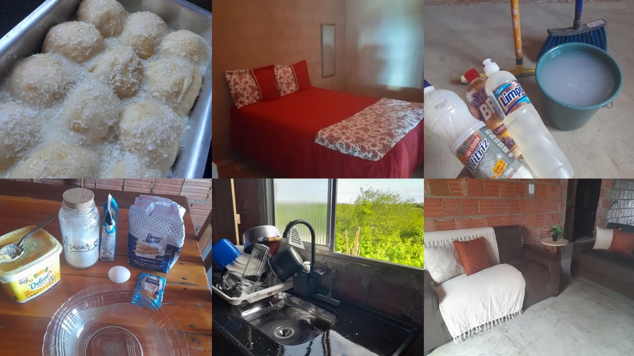 Rotina na casinha sem reboco 🏠fiz pão doce🥖 e arrumei a casa #donadecasablogueira #pãodoce #limpeza